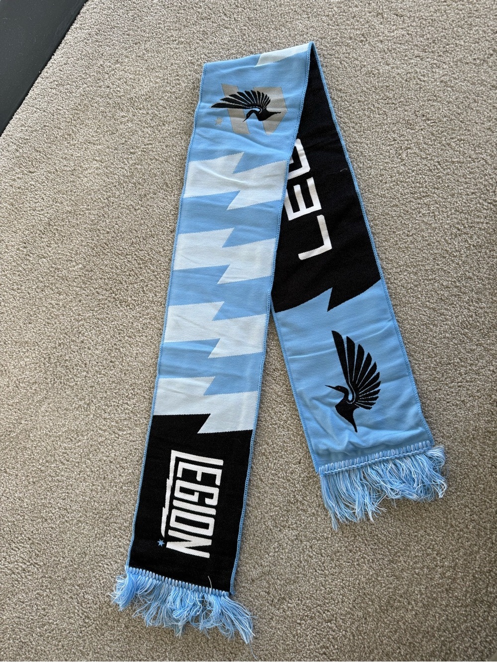LEGION MN Loons Light Blue & Black Fan Scarf with Bird Emblem